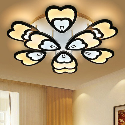 Flower Acrylic Flush Mount Light Contemporary White LED Semi Flush Ceiling Light for Living Room 9 White Clearhalo 'Ceiling Lights' 'Close To Ceiling Lights' 'Close to ceiling' 'Semi-flushmount' Lighting' 2228241