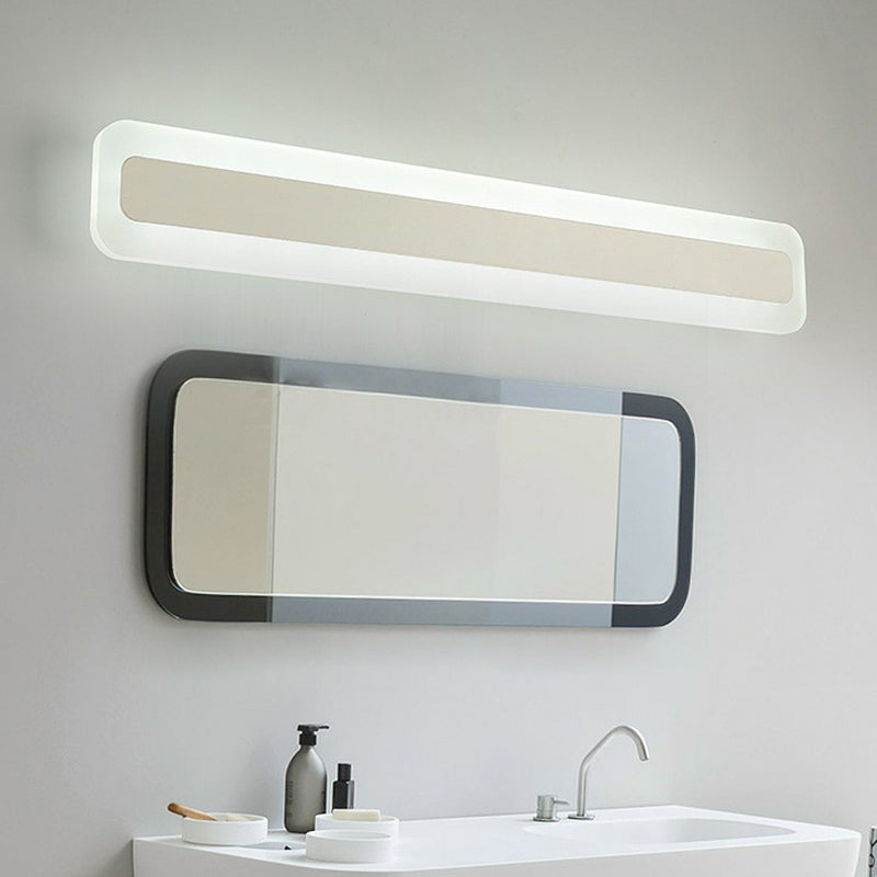 Simplicity Rectangular Wall Sconce Light Acrylic Bathroom LED Vanity Lighting in White White White Clearhalo 'Modern wall lights' 'Modern' 'Vanity Lights' 'Wall Lights' Lighting' 2228252