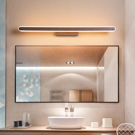 Minimalist Linear LED Vanity Sconce Acrylic Bathroom Wall Light Fixture in Coffee Coffee Large Clearhalo 'Modern wall lights' 'Modern' 'Vanity Lights' 'Wall Lights' Lighting' 2228270