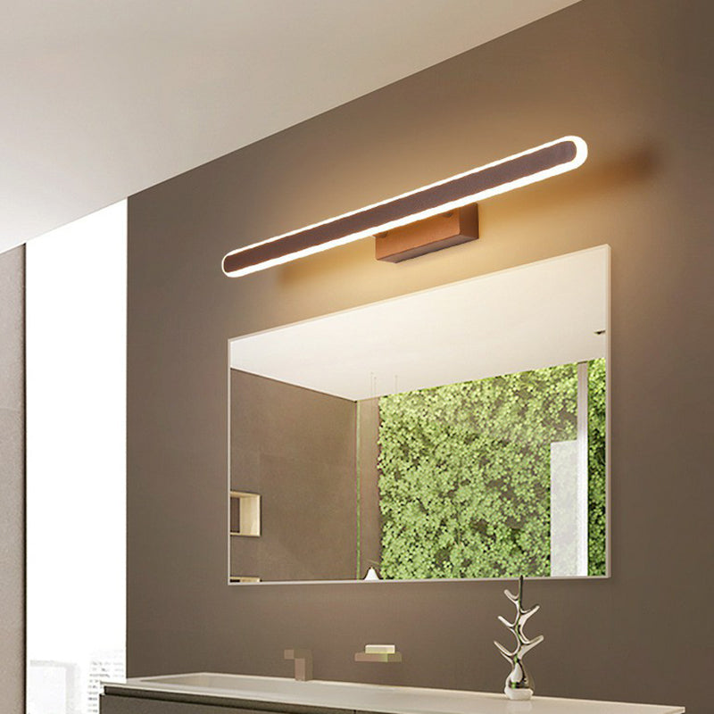 Minimalist Linear LED Vanity Sconce Acrylic Bathroom Wall Light Fixture in Coffee Clearhalo 'Modern wall lights' 'Modern' 'Vanity Lights' 'Wall Lights' Lighting' 2228271