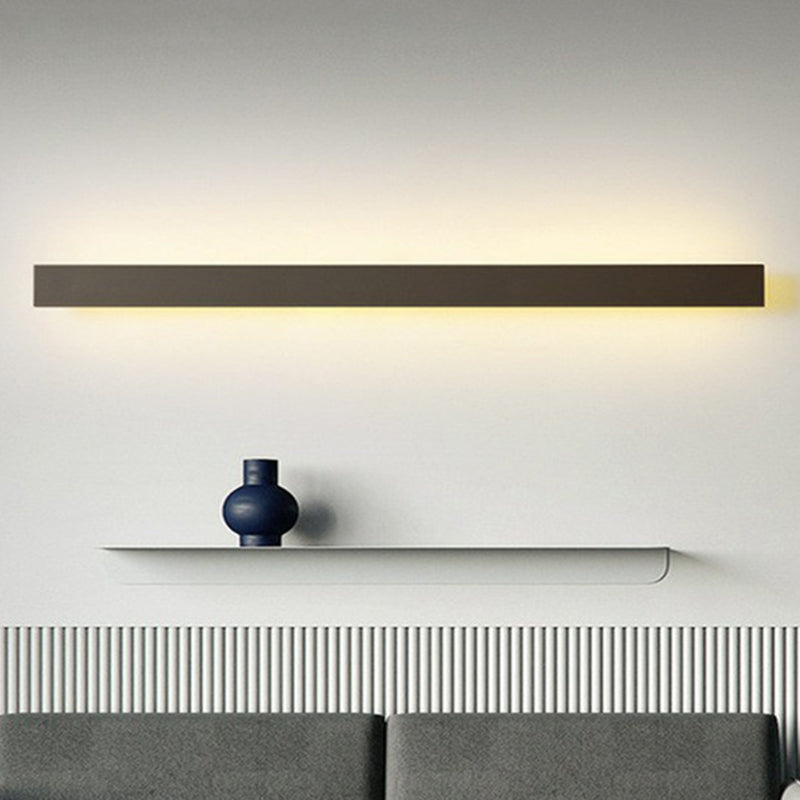 Aluminum Linear Shaped LED Wall Lighting Contemporary Black Sconce Light Fixture for Living Room Black Large Clearhalo 'Modern wall lights' 'Modern' 'Wall Lamps & Sconces' 'Wall Lights' Lighting' 2228275