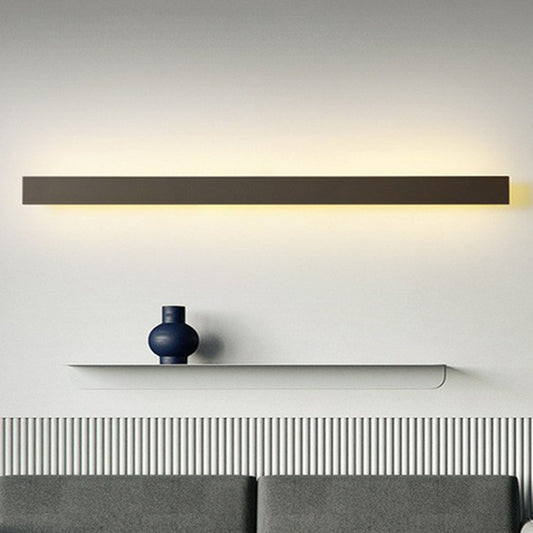 Aluminum Linear Shaped LED Wall Lighting Contemporary Black Sconce Light Fixture for Living Room Black Large Clearhalo 'Modern wall lights' 'Modern' 'Wall Lamps & Sconces' 'Wall Lights' Lighting' 2228275