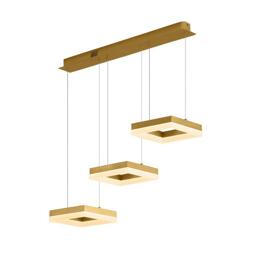 Contemporary Geometric LED Multi Ceiling Lamp Metallic 3 Bulbs Dining Room Suspension Light Fixture Clearhalo 'Ceiling Lights' 'Modern Pendants' 'Modern' 'Pendant Lights' 'Pendants' Lighting' 2228283