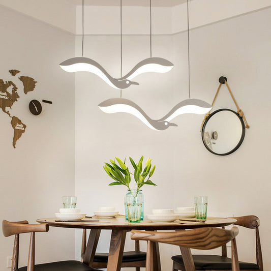 Flying Bird Hanging Lighting Simplicity Acrylic Dining Room LED Multi Light Pendant in White 2 White Clearhalo 'Ceiling Lights' 'Modern Pendants' 'Modern' 'Pendant Lights' 'Pendants' Lighting' 2228285