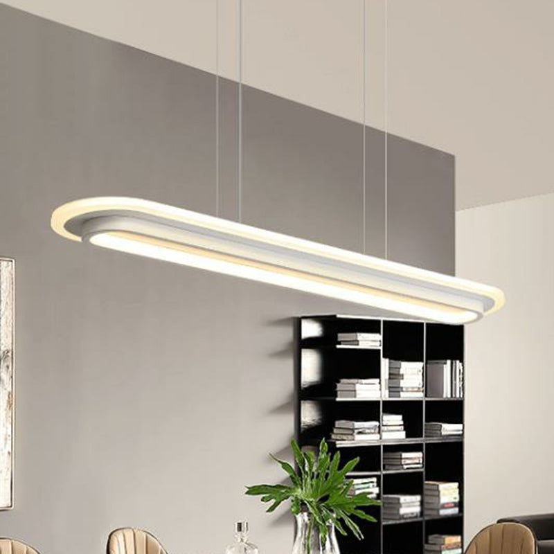 Oblong Shaped Dining Room LED Pendant Light Acrylic Nordic Style Hanging Island Light White Warm Clearhalo 'Ceiling Lights' 'Modern Pendants' 'Modern' 'Pendant Lights' 'Pendants' Lighting' 2228309