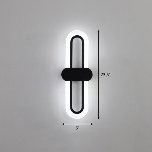 Contemporary Oblong LED Wall Lighting Acrylic Living Room Sconce Light Fixture in Black Black Large White Clearhalo 'Modern wall lights' 'Modern' 'Wall Lamps & Sconces' 'Wall Lights' Lighting' 2228323