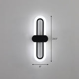 Contemporary Oblong LED Wall Lighting Acrylic Living Room Sconce Light Fixture in Black Black Large White Clearhalo 'Modern wall lights' 'Modern' 'Wall Lamps & Sconces' 'Wall Lights' Lighting' 2228323