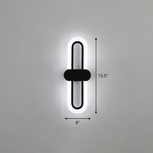 Contemporary Oblong LED Wall Lighting Acrylic Living Room Sconce Light Fixture in Black Black Small White Clearhalo 'Modern wall lights' 'Modern' 'Wall Lamps & Sconces' 'Wall Lights' Lighting' 2228324