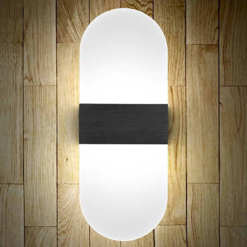 Acrylic Geometric Wall Sconce Lamp Modern Style LED Wall Lighting Fixture for Bedside Black White Fillet Clearhalo 'Modern wall lights' 'Modern' 'Wall Lamps & Sconces' 'Wall Lights' Lighting' 2228330