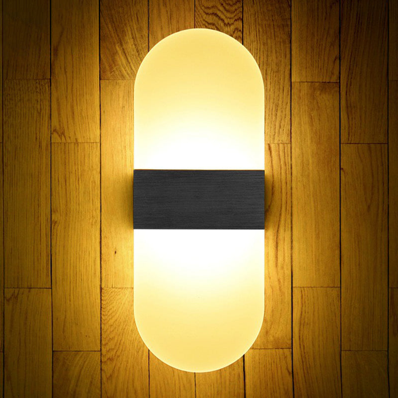 Acrylic Geometric Wall Sconce Lamp Modern Style LED Wall Lighting Fixture for Bedside Black Warm Fillet Clearhalo 'Modern wall lights' 'Modern' 'Wall Lamps & Sconces' 'Wall Lights' Lighting' 2228332