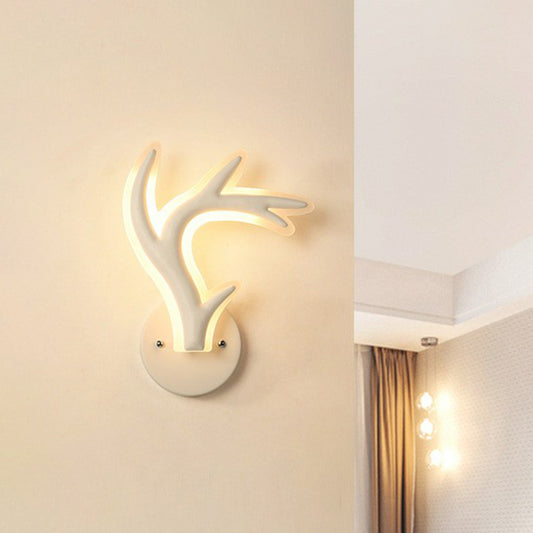 Modern Antler Shaped Sconce Lighting Acrylic Corridor Sconce Light Fixture in White White A Clearhalo 'Modern wall lights' 'Modern' 'Wall Lamps & Sconces' 'Wall Lights' Lighting' 2228345