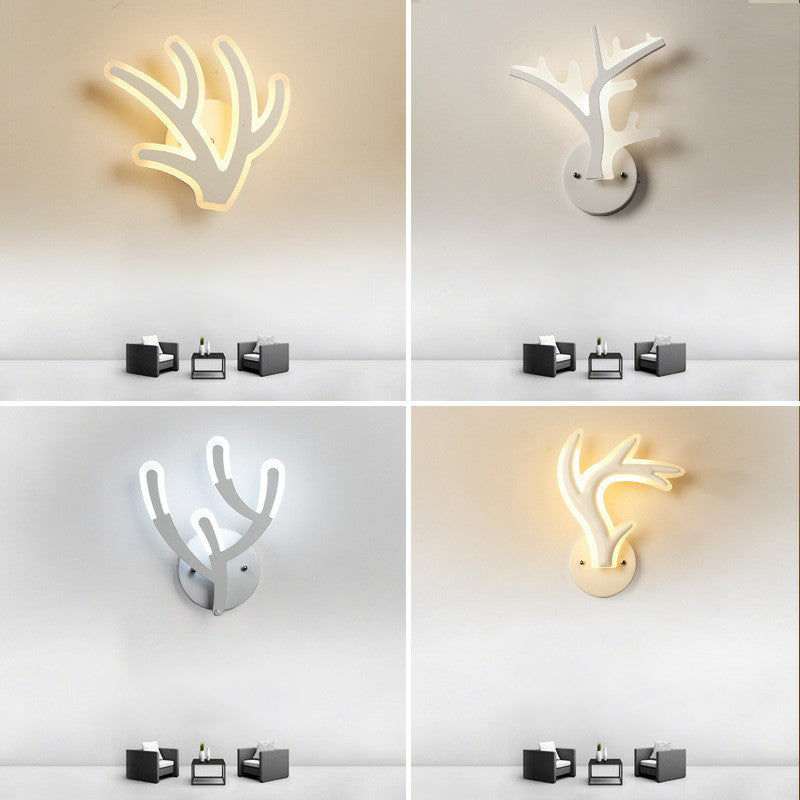 Modern Antler Shaped Sconce Lighting Acrylic Corridor Sconce Light Fixture in White Clearhalo 'Modern wall lights' 'Modern' 'Wall Lamps & Sconces' 'Wall Lights' Lighting' 2228346