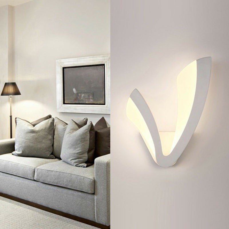 Acrylic V-Shaped LED Wall Mounted Light Simplicity White Wall Sconce Lighting for Bedside Clearhalo 'Modern wall lights' 'Modern' 'Wall Lamps & Sconces' 'Wall Lights' Lighting' 2228355
