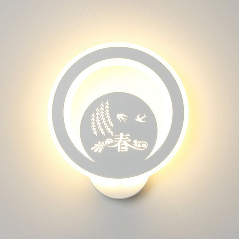 Modern Circular Shaped Sconce Lighting Acrylic Living Room LED Wall Light Fixture in White White D Clearhalo 'Modern wall lights' 'Modern' 'Wall Lamps & Sconces' 'Wall Lights' Lighting' 2228384