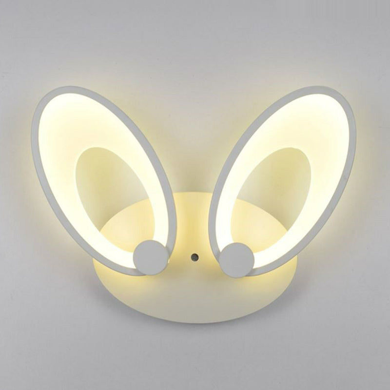 Rabbit Ear LED Wall Lighting Contemporary Acrylic Bedroom Sconce Light Fixture in White 2.0 White Warm Clearhalo 'Modern wall lights' 'Modern' 'Wall Lamps & Sconces' 'Wall Lights' Lighting' 2228387