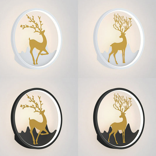 Aluminum Ring LED Wall Mounted Light Simplicity Wall Sconce Lighting with Deer Decor Clearhalo 'Modern wall lights' 'Modern' 'Wall Lamps & Sconces' 'Wall Lights' Lighting' 2228392