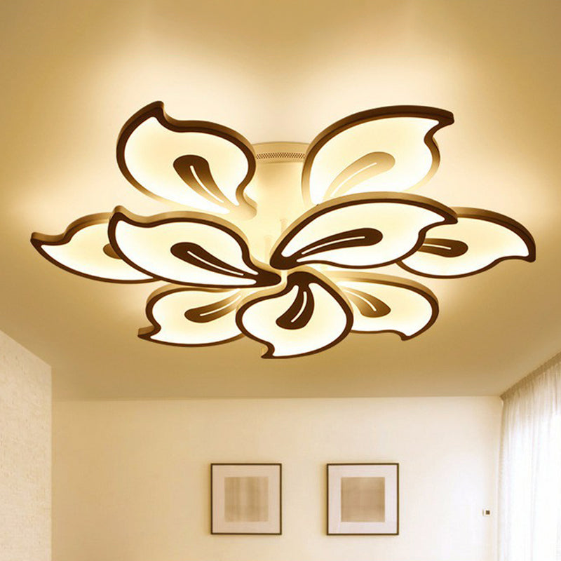 Blossom LED Semi Flush Lighting Modern Style Metallic White Ceiling Mounted Light Fixture 9 White Warm Clearhalo 'Ceiling Lights' 'Close To Ceiling Lights' 'Close to ceiling' 'Semi-flushmount' Lighting' 2228426