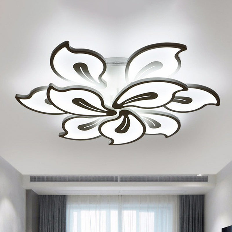 Blossom LED Semi Flush Lighting Modern Style Metallic White Ceiling Mounted Light Fixture 9 White White Clearhalo 'Ceiling Lights' 'Close To Ceiling Lights' 'Close to ceiling' 'Semi-flushmount' Lighting' 2228427