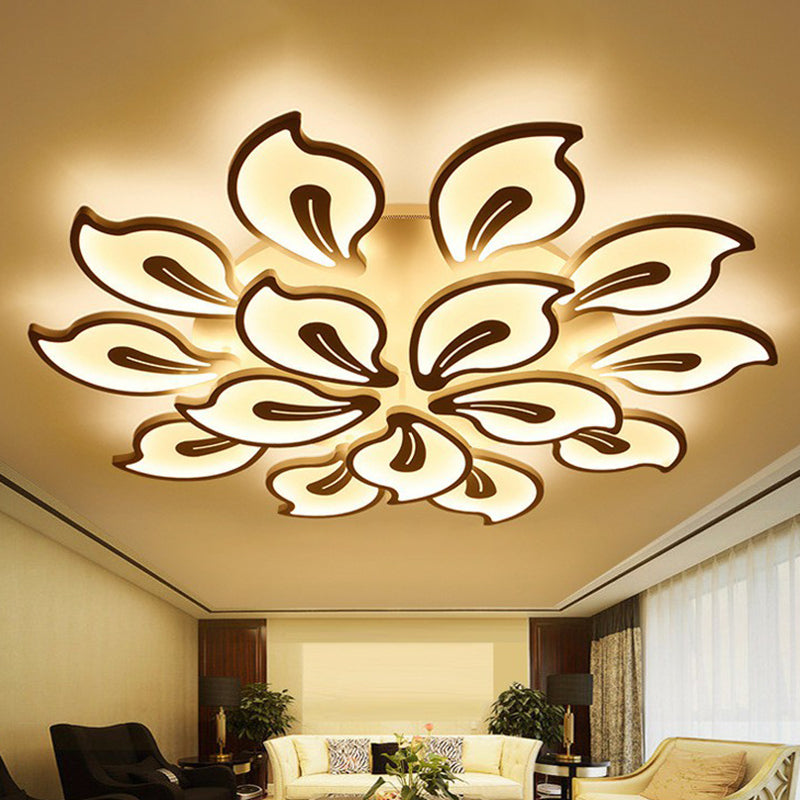 Blossom LED Semi Flush Lighting Modern Style Metallic White Ceiling Mounted Light Fixture 15 White Warm Clearhalo 'Ceiling Lights' 'Close To Ceiling Lights' 'Close to ceiling' 'Semi-flushmount' Lighting' 2228430