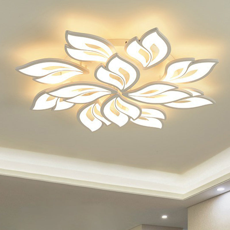Minimalist Flower Ceiling Mounted Light Acrylic Living Room LED Semi Flush Mount in White 12 White Clearhalo 'Ceiling Lights' 'Close To Ceiling Lights' 'Close to ceiling' 'Semi-flushmount' Lighting' 2228432