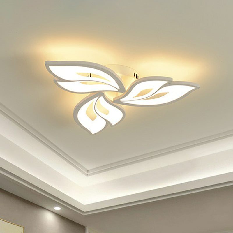 Minimalist Flower Ceiling Mounted Light Acrylic Living Room LED Semi Flush Mount in White 3 White Clearhalo 'Ceiling Lights' 'Close To Ceiling Lights' 'Close to ceiling' 'Semi-flushmount' Lighting' 2228433