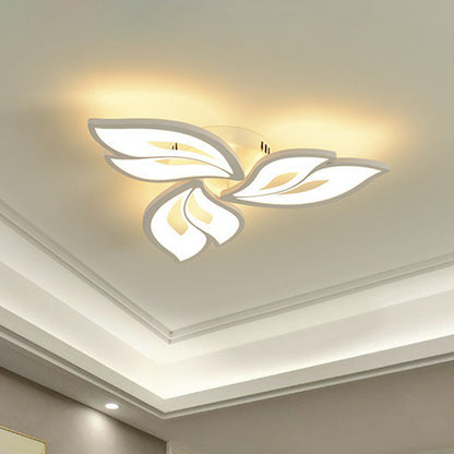 Minimalist Flower Ceiling Mounted Light Acrylic Living Room LED Semi Flush Mount in White 3 White Clearhalo 'Ceiling Lights' 'Close To Ceiling Lights' 'Close to ceiling' 'Semi-flushmount' Lighting' 2228433