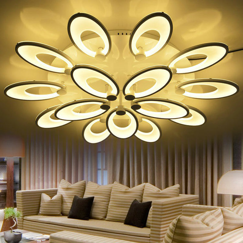 Peacock Living Room LED Semi Flush Lighting Acrylic Modern Ceiling Mounted Light Fixture in White 15 White Clearhalo 'Ceiling Lights' 'Close To Ceiling Lights' 'Close to ceiling' 'Semi-flushmount' Lighting' 2228462
