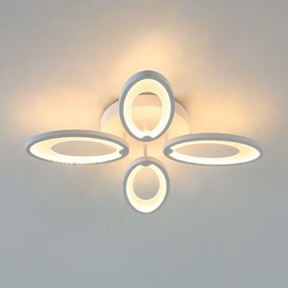 Minimalist Peacock Ceiling Mounted Light Acrylic Living Room LED Semi Flush Mount in White 4 White Clearhalo 'Ceiling Lights' 'Close To Ceiling Lights' 'Close to ceiling' 'Semi-flushmount' Lighting' 2228468