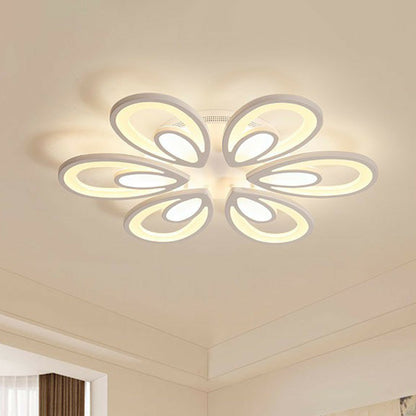 Acrylic Peacock LED Semi Flush Light Simplicity White Ceiling Flush Mount for Living Room 6 White Clearhalo 'Ceiling Lights' 'Close To Ceiling Lights' 'Close to ceiling' 'Semi-flushmount' Lighting' 2228483