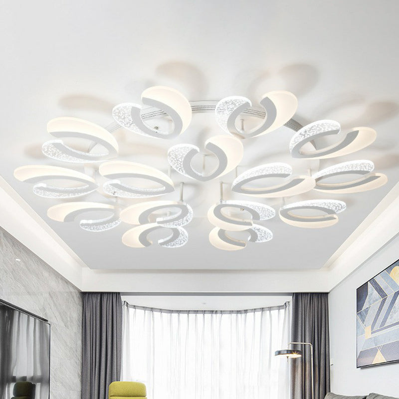V-Shaped LED Semi Flush Modern Acrylic White Flush Ceiling Light Fixture for Living Room Clearhalo 'Ceiling Lights' 'Close To Ceiling Lights' 'Close to ceiling' 'Semi-flushmount' Lighting' 2228504