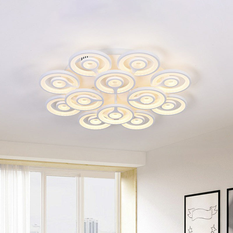 Floral LED Semi Flush Lighting Modern Style Acrylic Living Room Ceiling Mounted Light Fixture in White Clearhalo 'Ceiling Lights' 'Close To Ceiling Lights' 'Close to ceiling' 'Semi-flushmount' Lighting' 2228511