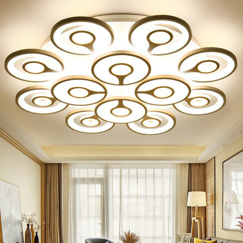 Floral LED Semi Flush Lighting Modern Style Acrylic Living Room Ceiling Mounted Light Fixture in White 12 White Clearhalo 'Ceiling Lights' 'Close To Ceiling Lights' 'Close to ceiling' 'Semi-flushmount' Lighting' 2228512
