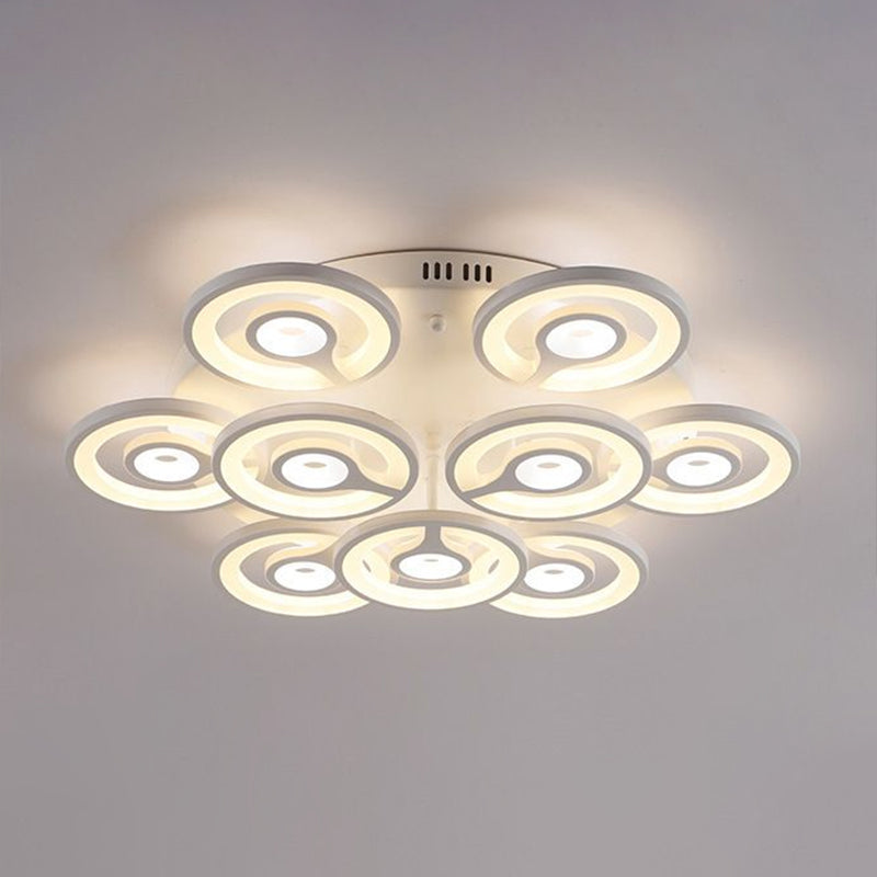 Floral LED Semi Flush Lighting Modern Style Acrylic Living Room Ceiling Mounted Light Fixture in White Clearhalo 'Ceiling Lights' 'Close To Ceiling Lights' 'Close to ceiling' 'Semi-flushmount' Lighting' 2228515