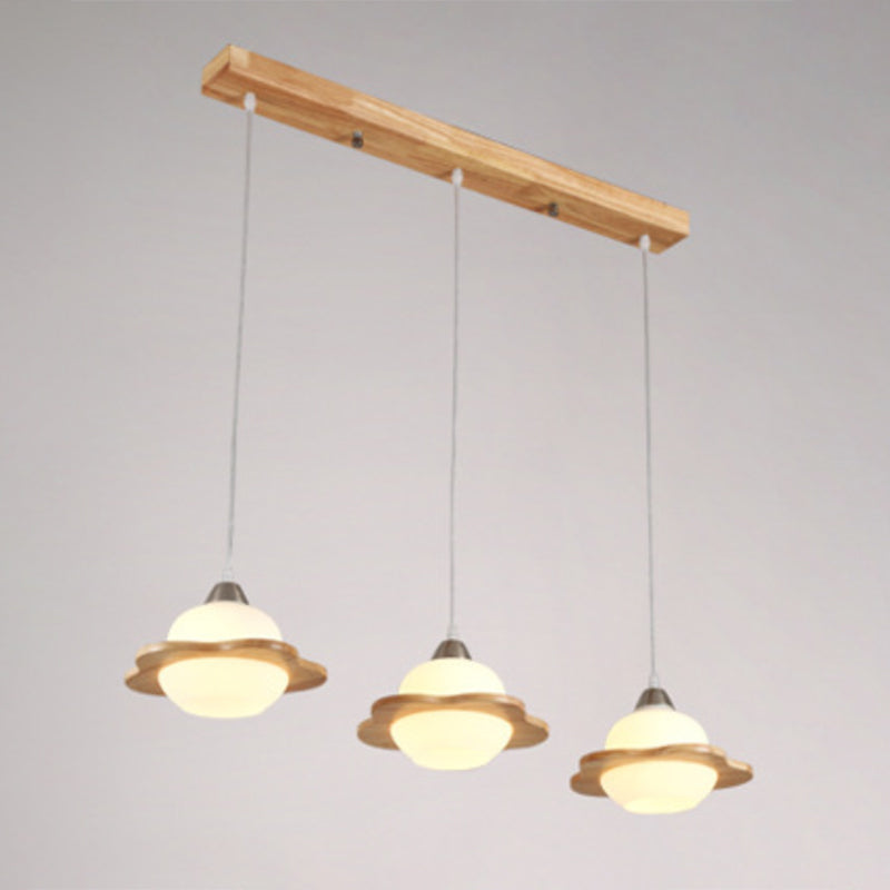 Shaded Hanging Light Contemporary White Glass 3 Heads Dining Room Multi Ceiling Lighting White C Linear Clearhalo 'Ceiling Lights' 'Close To Ceiling Lights' 'Glass shade' 'Glass' 'Modern Pendants' 'Modern' 'Pendant Lights' 'Pendants' Lighting' 2228625