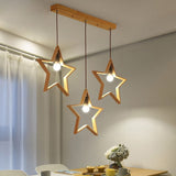Wood Star Wire Frame Multi Suspension Lighting Nordic Style 3 Heads Pendant Ceiling Light Wood Clearhalo 'Ceiling Lights' 'Modern Pendants' 'Modern' 'Pendant Lights' 'Pendants' Lighting' 2228631