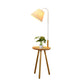 Tapered Living Room Stand Up Lamp Fabric Single-Bulb Nordic Floor Lighting with Wooden Tray in White Clearhalo 'Floor Lamps' 'Lamps' Lighting' 2228656