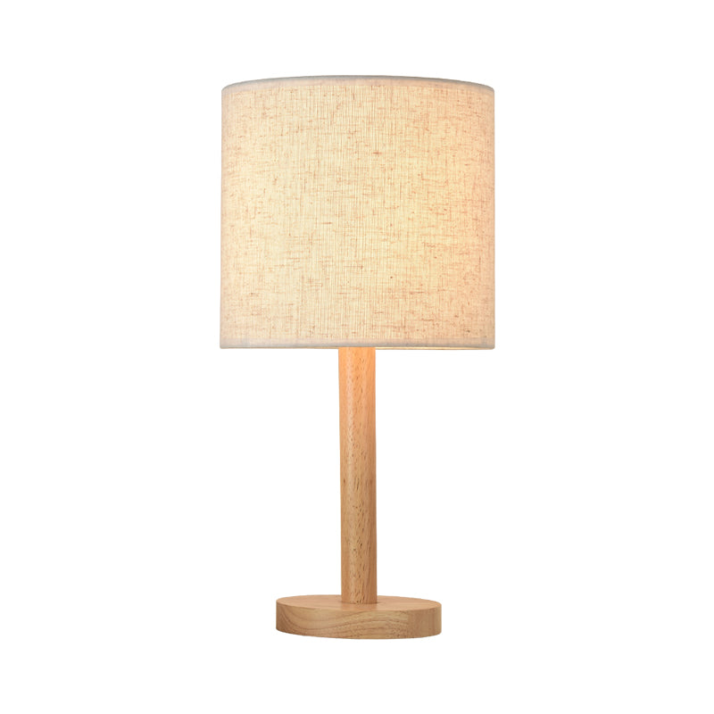 Geometric Fabric Table Lamp Modern Style Single White Nightstand Light with Wooden Base Clearhalo 'Lamps' 'Table Lamps' Lighting' 2228691