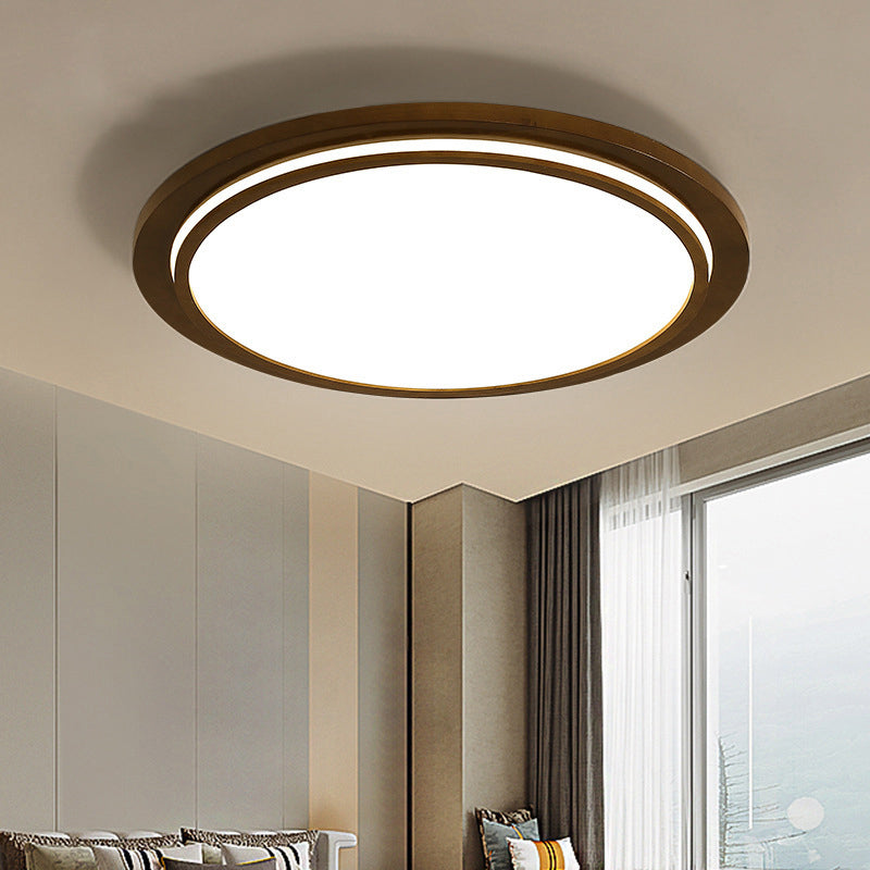 Simplicity Round Shaped LED Flush Mount Wood Bedroom Flushmount Ceiling Light in Brown Clearhalo 'Ceiling Lights' 'Close To Ceiling Lights' 'Close to ceiling' 'Flush mount' Lighting' 2228728
