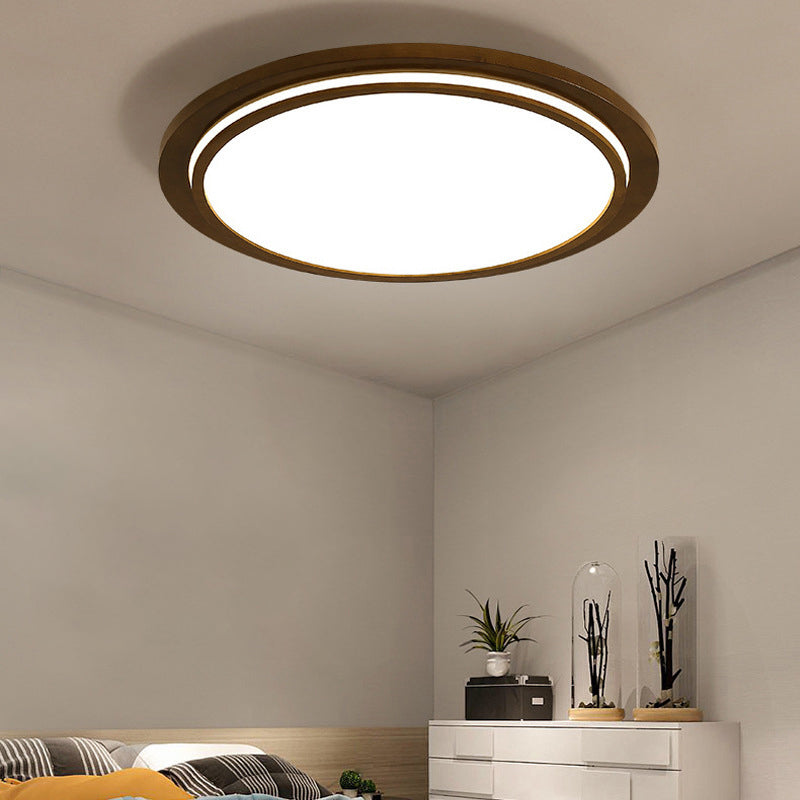 Simplicity Round Shaped LED Flush Mount Wood Bedroom Flushmount Ceiling Light in Brown Clearhalo 'Ceiling Lights' 'Close To Ceiling Lights' 'Close to ceiling' 'Flush mount' Lighting' 2228729