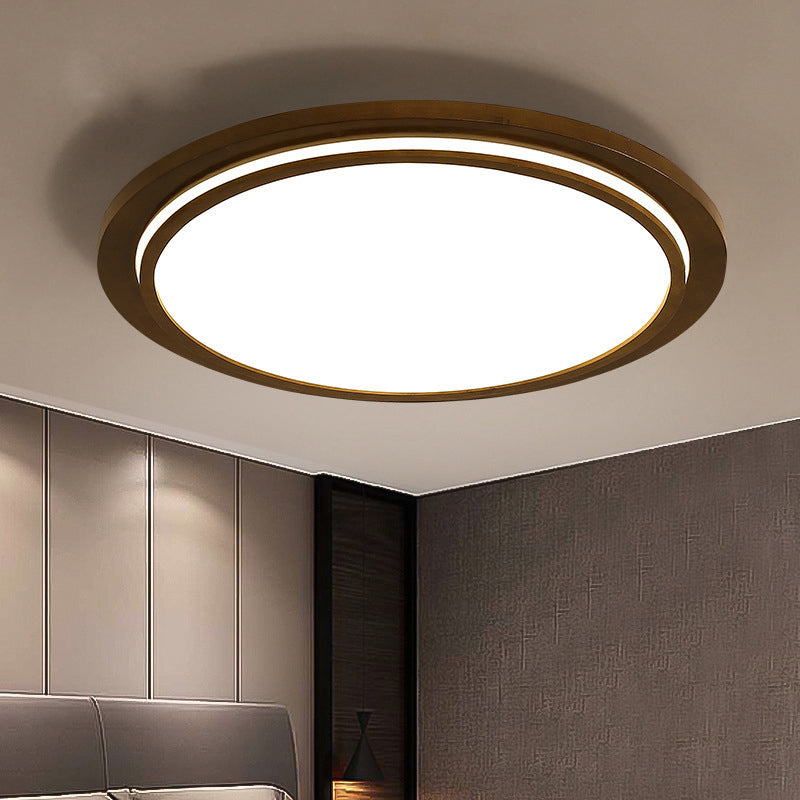 Simplicity Round Shaped LED Flush Mount Wood Bedroom Flushmount Ceiling Light in Brown Clearhalo 'Ceiling Lights' 'Close To Ceiling Lights' 'Close to ceiling' 'Flush mount' Lighting' 2228730