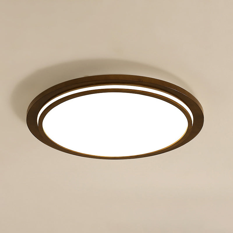 Simplicity Round Shaped LED Flush Mount Wood Bedroom Flushmount Ceiling Light in Brown Brown 18" Clearhalo 'Ceiling Lights' 'Close To Ceiling Lights' 'Close to ceiling' 'Flush mount' Lighting' 2228733