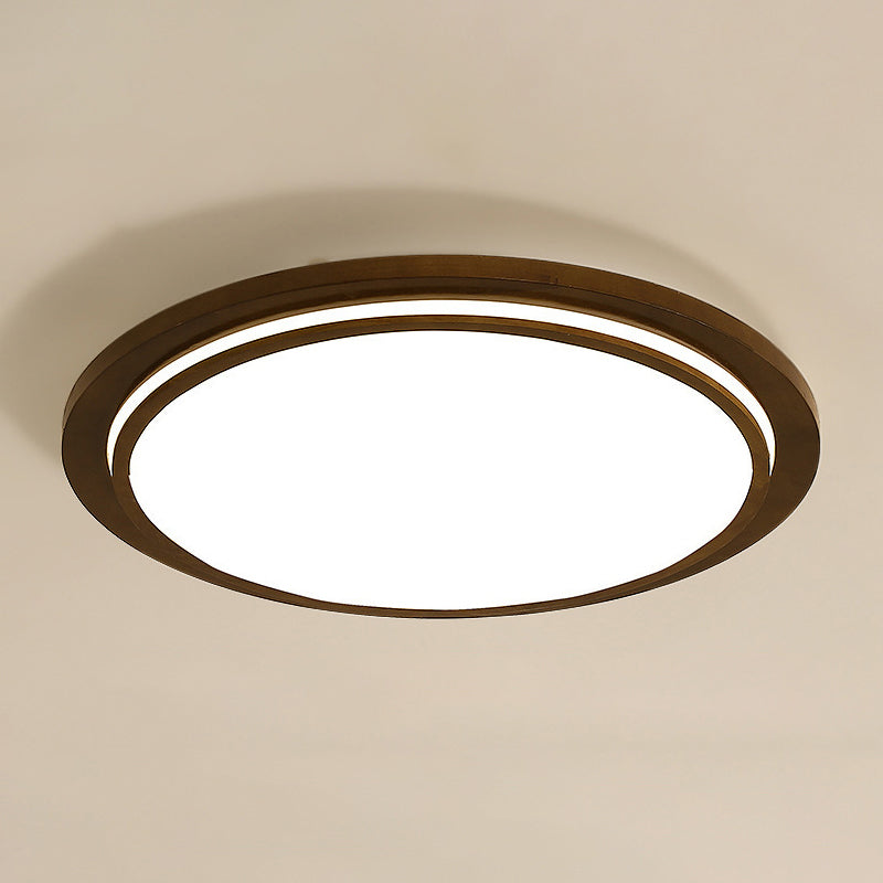 Simplicity Round Shaped LED Flush Mount Wood Bedroom Flushmount Ceiling Light in Brown Brown 23" Clearhalo 'Ceiling Lights' 'Close To Ceiling Lights' 'Close to ceiling' 'Flush mount' Lighting' 2228734