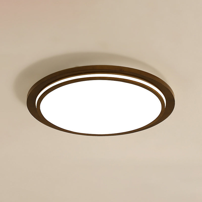 Simplicity Round Shaped LED Flush Mount Wood Bedroom Flushmount Ceiling Light in Brown Brown 15" Clearhalo 'Ceiling Lights' 'Close To Ceiling Lights' 'Close to ceiling' 'Flush mount' Lighting' 2228735