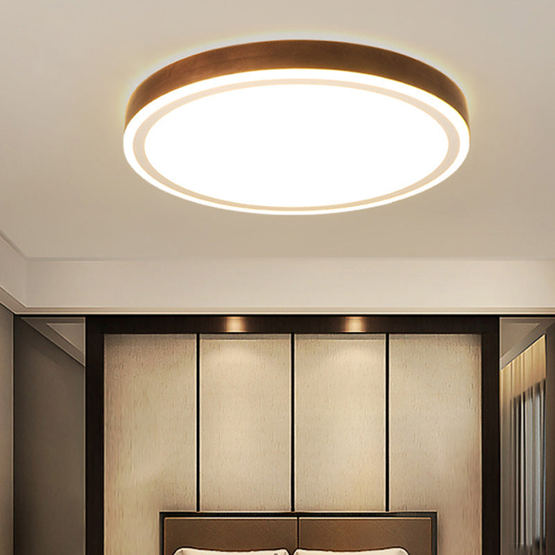 Minimalist Round Flush Mount Lighting Wood Bedroom LED Flush Mount Fixture in Brown Clearhalo 'Ceiling Lights' 'Close To Ceiling Lights' 'Close to ceiling' 'Flush mount' Lighting' 2228755