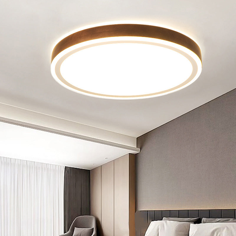 Minimalist Round Flush Mount Lighting Wood Bedroom LED Flush Mount Fixture in Brown Clearhalo 'Ceiling Lights' 'Close To Ceiling Lights' 'Close to ceiling' 'Flush mount' Lighting' 2228756