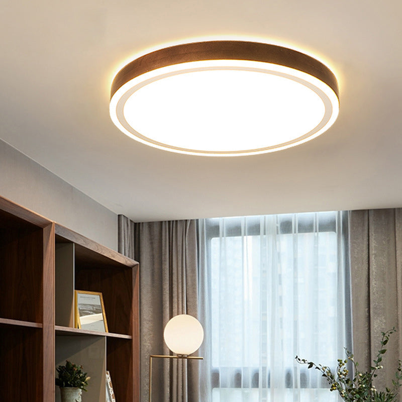 Minimalist Round Flush Mount Lighting Wood Bedroom LED Flush Mount Fixture in Brown Clearhalo 'Ceiling Lights' 'Close To Ceiling Lights' 'Close to ceiling' 'Flush mount' Lighting' 2228757