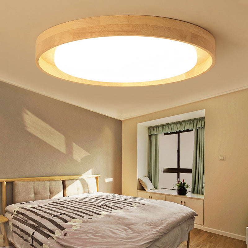 Japanese Style Circle Flush Lighting Wood Bedroom LED Flush Ceiling Light Fixture Clearhalo 'Ceiling Lights' 'Close To Ceiling Lights' 'Close to ceiling' 'Flush mount' Lighting' 2228779