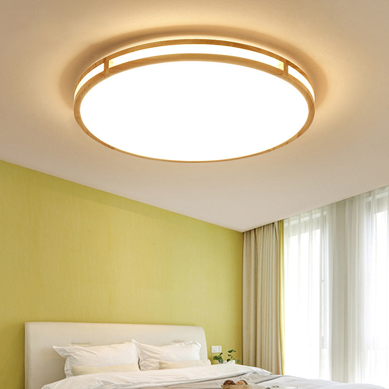 Circular Shaped Flush Mount Lighting Minimalist Wood Bedroom LED Flush Mount Fixture Clearhalo 'Ceiling Lights' 'Close To Ceiling Lights' 'Close to ceiling' 'Flush mount' Lighting' 2228786