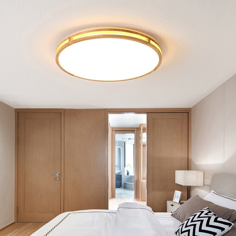 Circular Shaped Flush Mount Lighting Minimalist Wood Bedroom LED Flush Mount Fixture Clearhalo 'Ceiling Lights' 'Close To Ceiling Lights' 'Close to ceiling' 'Flush mount' Lighting' 2228790