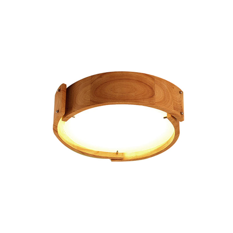 Drum Shaped Bedroom Flush Mount Lighting Wood Minimalist LED Flush Mount Fixture with Acrylic Shade Clearhalo 'Ceiling Lights' 'Close To Ceiling Lights' 'Close to ceiling' 'Flush mount' Lighting' 2228818